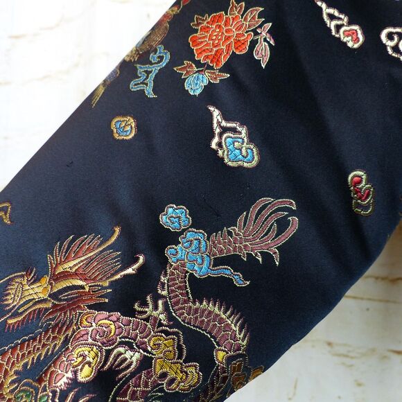 Furst of A Kind Shirt L/XL Plaid Flannel Dragon Satin Sleeves Mixed Media Button - Picture 13 of 15